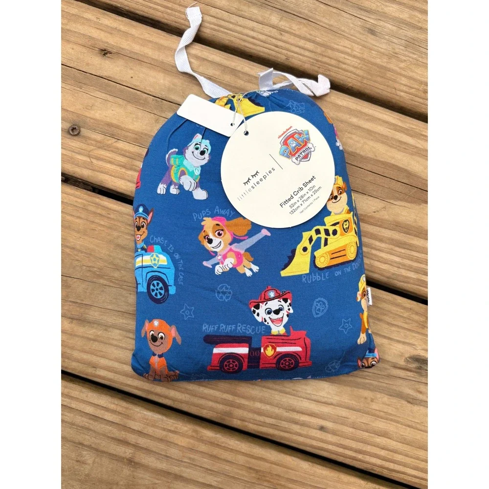 Little Sleepies Paw Patrol Lunaluxe Bamboo Fitted Crib Sheet Blue New